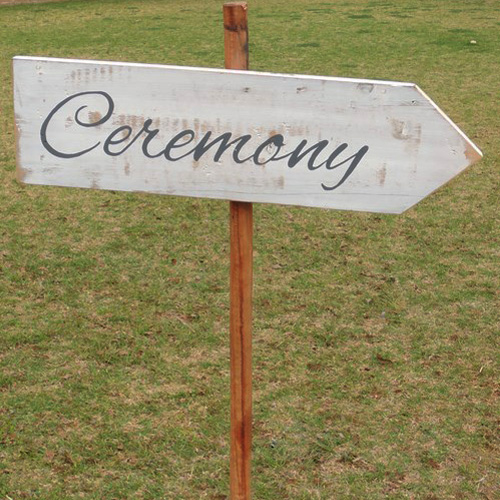 Ceremony arrow sign on a stake-image